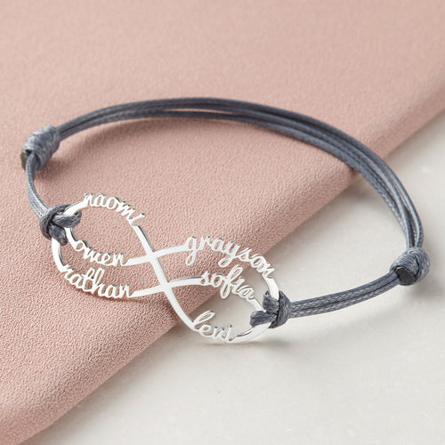 Mom Bracelet With Kids Names, Infinity Bracelet