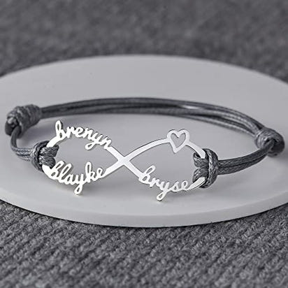 Mom Bracelet With Kids Names, Infinity Bracelet