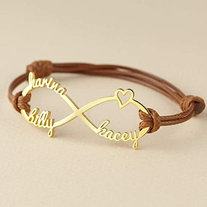 Mom Bracelet With Kids Names, Infinity Bracelet