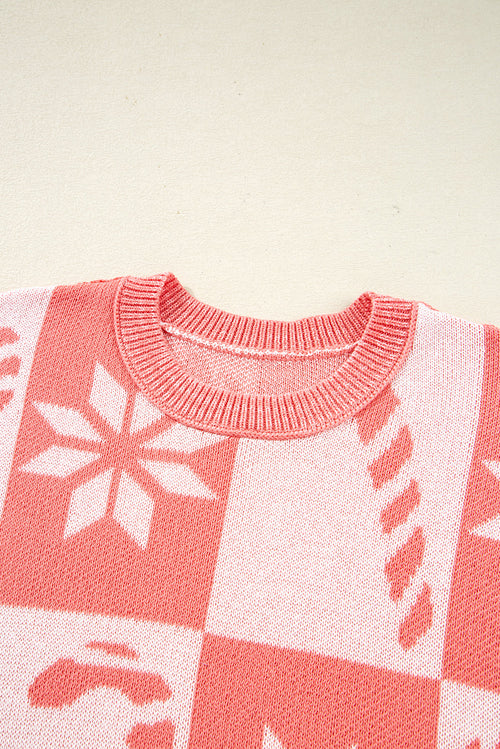 Christmas Candycane Snowflake Checker Sweater