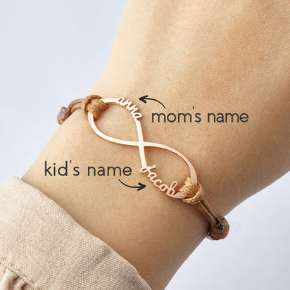 Mom Bracelet With Kids Names, Infinity Bracelet