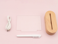 Wood Table Lamp Night Light with Message Board