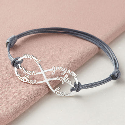 Mom Bracelet With Kids Names, Infinity Bracelet