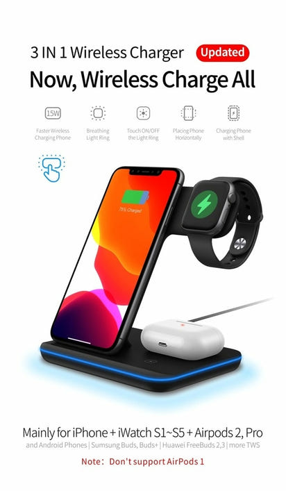 3 in 1 Fast Wireless Charging Station